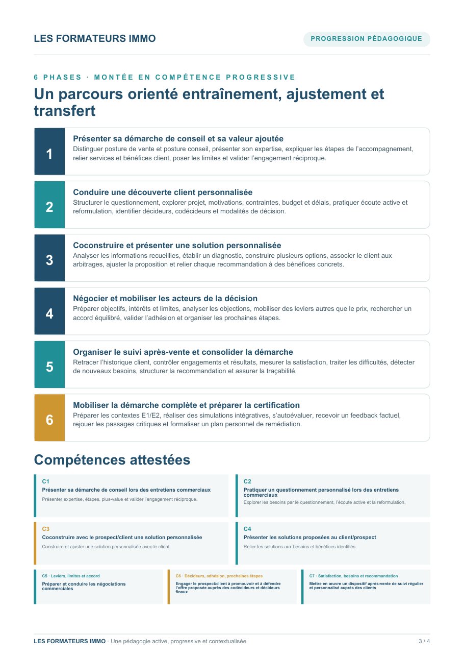 Page 3 du programme Intégrer la démarche conseil dans le processus de vente
