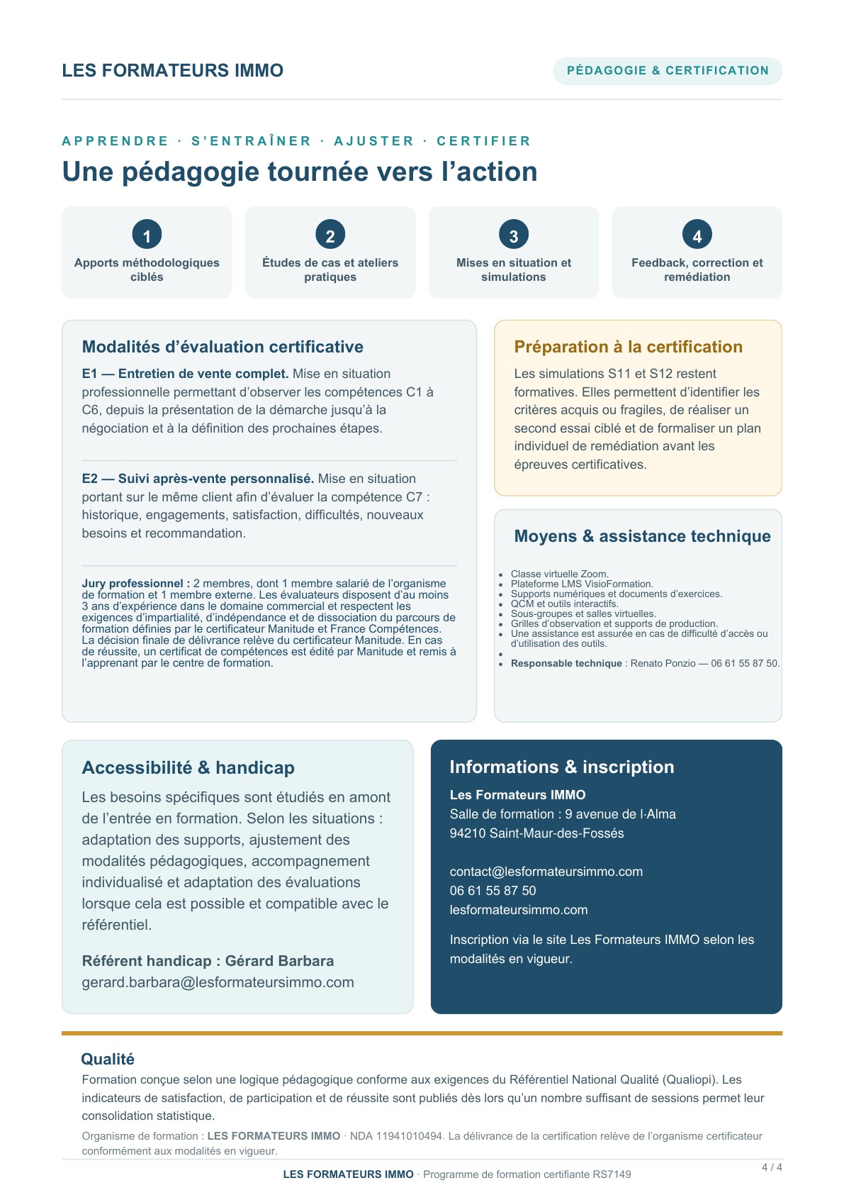 Page 4 du programme Intégrer la démarche conseil dans le processus de vente